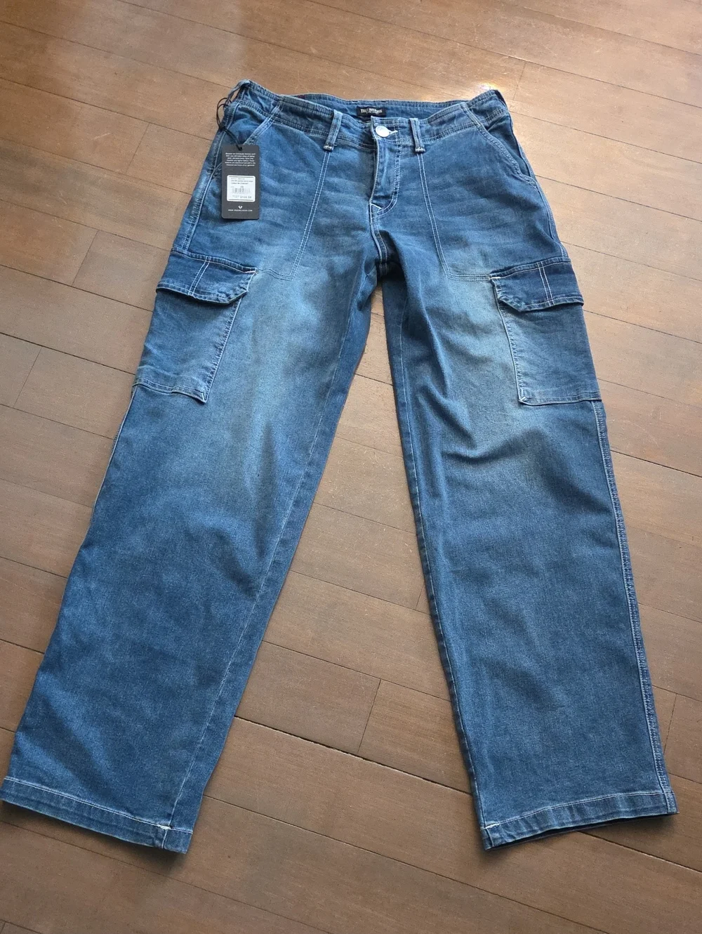 True Religion Womens Blue Denim Cargo Pants